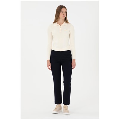 Kadın Lacivert Carrot Hight Waist Fit Kanvas Pantolon