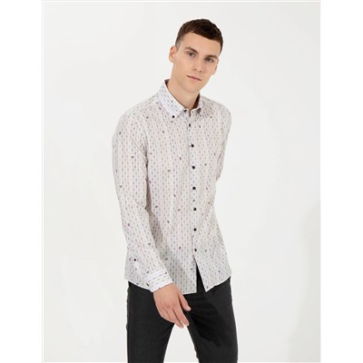 Açık Kahverengi Slim Fit Uzun Kollu Gömlek