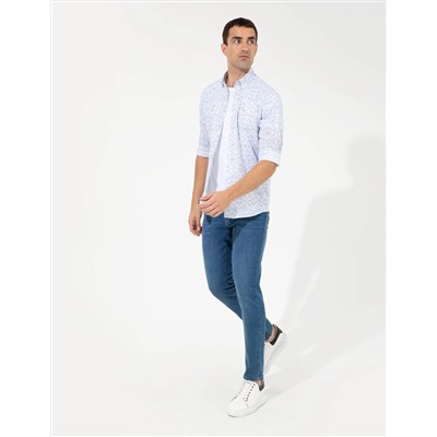 Mavi Slim Fit Uzun Kollu Gömlek