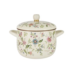 Кастрюля, 20 см, 4,3 л, с крышкой, с покрытием, сталь, молочная, Цветы, Provence, 63102