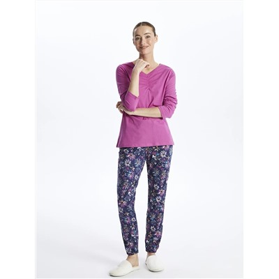 LC Waikiki V Yaka Desenli Uzun Kollu Kadın Pijama Takımı, LCW DREAM                                            
                                            V Yaka Desenli Uzun Kollu Kadın Pijama Takımı