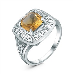 Кольцо из серебра с цитрином родированное GTR-3454-C