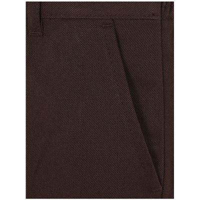 Boys Brown Half Elastic School Trouser 2 Pack