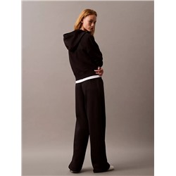 Sequin Monogram Logo Fleece Wide Leg Sweatpants