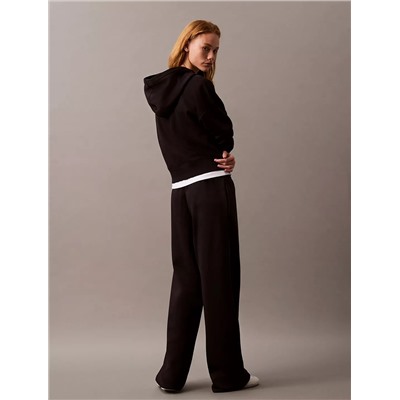 Sequin Monogram Logo Fleece Wide Leg Sweatpants