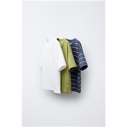 PACK TRES CAMISETAS RAYAS Y LISAS