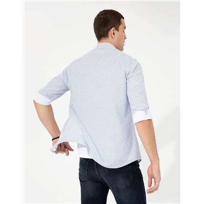 Lacivert Slim Fit Uzun Kollu Gömlek