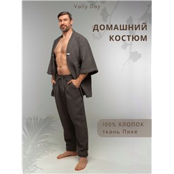 Костюм мужской  домашний VALLY DAY -Кимоно с брюками цвет темно серый граффит