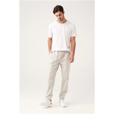 Avva Erkek Taş Yandan Cepli Beli Lastikli Keten Dokulu Relaxed Fit Rahat Kesim Pantolon E003052