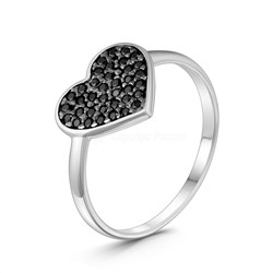 Серьги из серебра с натуральной шпинелью родированные - Сердца 925 пробы С-7605р416