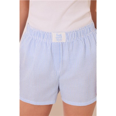 Pijama corto tirantes algodón azul rayas