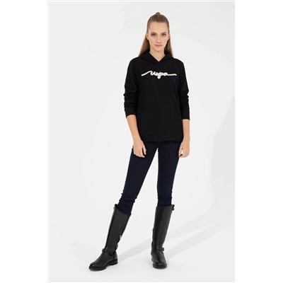 Kadın Siyah Kapüşonlu Sweatshirt