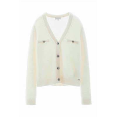 Cárdigan de lana y mohair Blanco