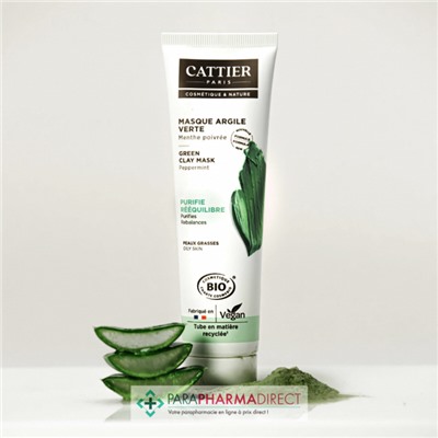 Cattier Masque Argile Verte Menthe Poivrée BIO 100ml