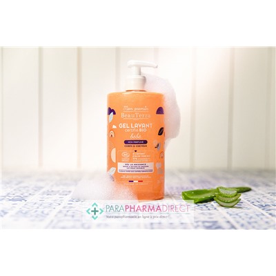 BeauTerra Bébé - Gel Lavant Certifié BIO - Non Parfumé - Corps & Cheveux 750 mL