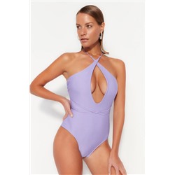 Trendyolmilla Lila Halter Yaka Bağlamalı Normal Paça Mayo TBESS23MA00187