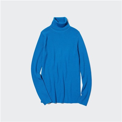 Extra Fine Merino Ribbed Turtleneck Long-Sleeve Sweater