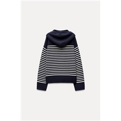 STRIPED KNIT HOODIE