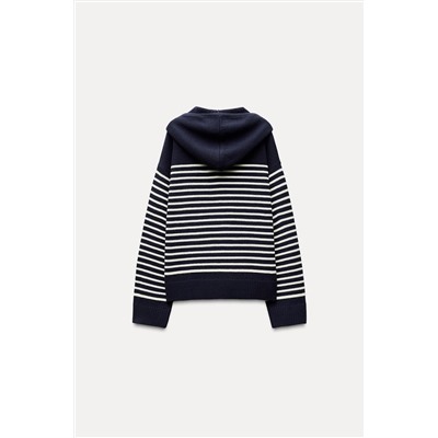 STRIPED KNIT HOODIE