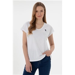 U.S. Polo Assn., Kadın Beyaz V Yaka Basic Tişört 50305825-vr013
