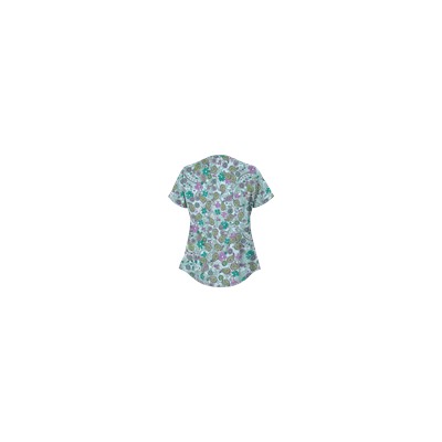 UA Perfect Paisley Pepperminty Snap Front Scrub Top