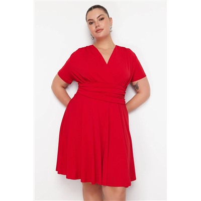Kırmızı Kruvaze Mini Örme Elbise TBBSS24AH00174