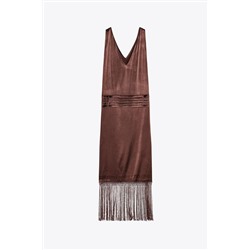 EMBROIDERED FRINGED DRESS ZW COLLECTION