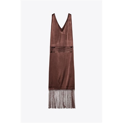 EMBROIDERED FRINGED DRESS ZW COLLECTION