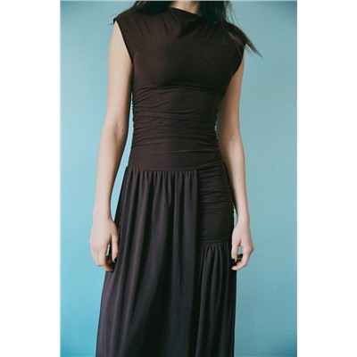 CONTRAST BALLOON TULLE DRESS