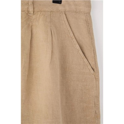 Bej %100 Keten Dokuma Şort & Bermuda TBBSS25AP00038