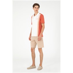 Erkek Regular Fit Polo Yaka Pudra Tişört
