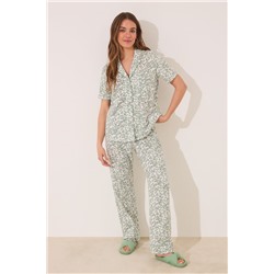 Pijama camisero largo 100% algodón flores