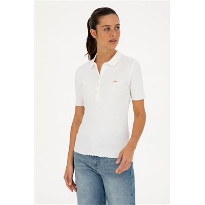 U.S. Polo Assn., Kadın Ekru Polo Yaka Tişört 50296156-vr019