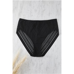Siyah Çizgili Transparan Micro Hipster Büyük Beden Külot TBBSS25CM00005