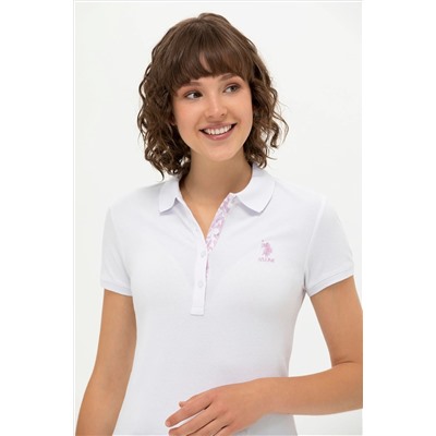 Kadın Beyaz Basic Polo Yaka Tişört