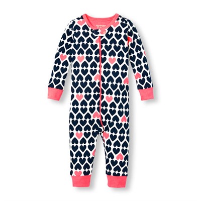 Baby And Toddler Girls Long Sleeve Heart Print Stretchie