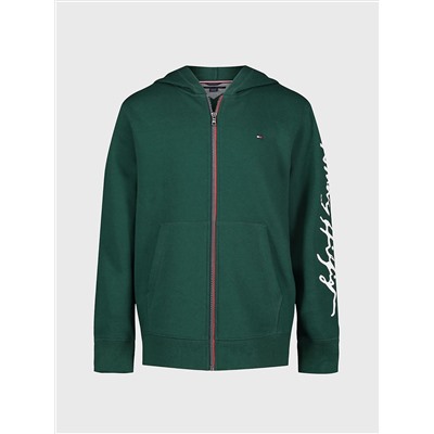 TOMMY HILFIGER BIG KIDS’ SIGNATURE SLEEVE ZIP HOODIE