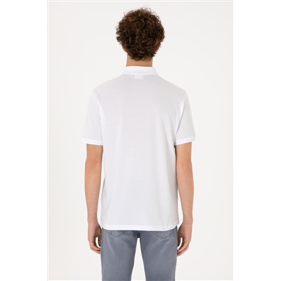 Erkek Regular Fit Polo Yaka Beyaz Tişört
