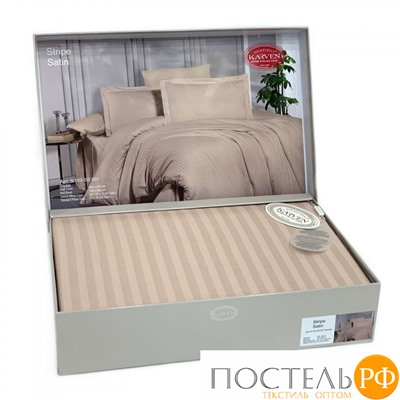 Постельное белье "Карвен" Stripe Satin семейное N 164-SS 007 темно-бежевый
