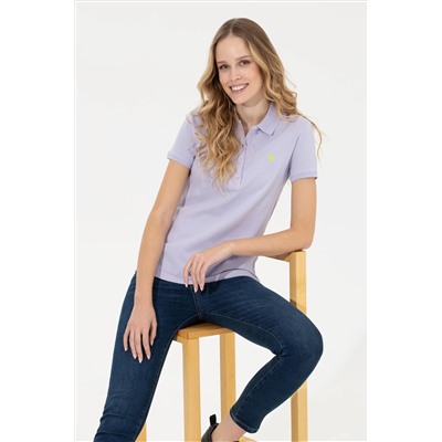 Kadın Lila Basic Polo Yaka Tişört