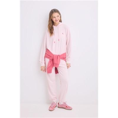 Sudadera capucha felpa algodón rosa