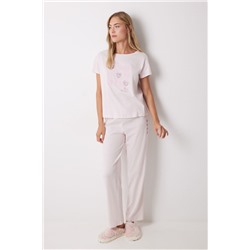Pijama largo 100% algodón rosa corazones