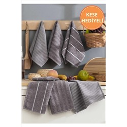 Rebeka Home Collection, Gri Sophia 6'lı 30x50 Cm El Ve Yüz Havlu Seti Mutfak Havlusu