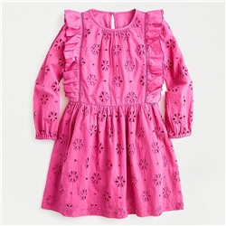Girls' ruffle-trim eyelet dress