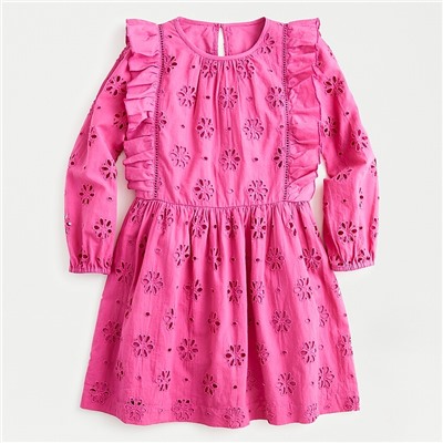 Girls' ruffle-trim eyelet dress