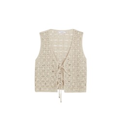 Chaleco corto crochet beige