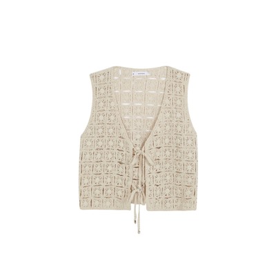 Chaleco corto crochet beige