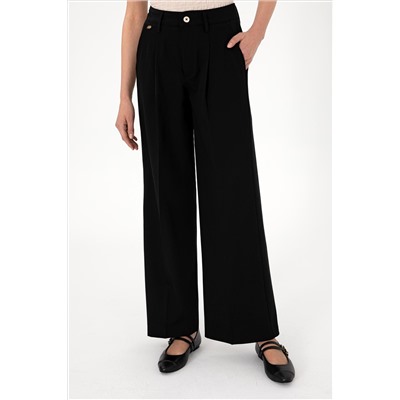Kadın Siyah Loose Fit Kanvas Pantolon