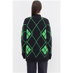 Cárdigan Negro y verde claro