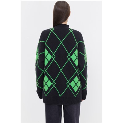 Cárdigan Negro y verde claro